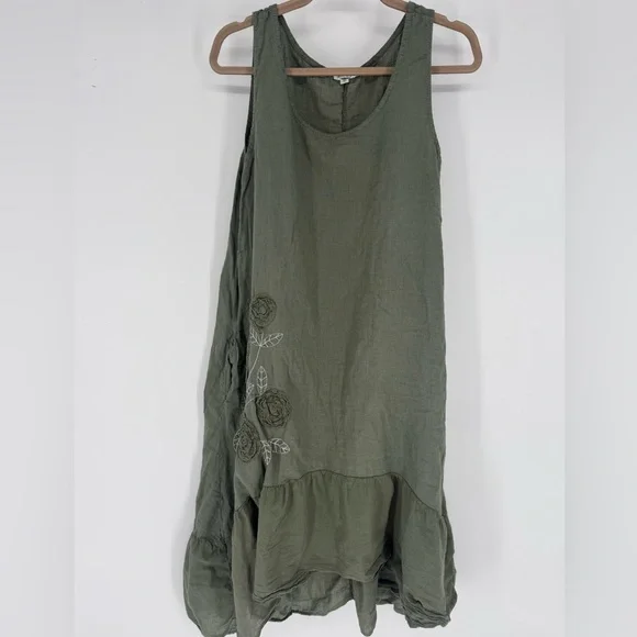 Chic Asymmetrical Olive Green Dress - Picture 2 of 5